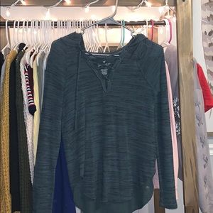 army green long sleeved soft and sexy top.